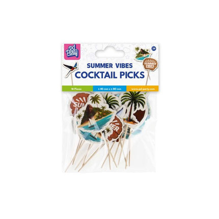 Gekleurde Cocktailprikkers Summer Vibes 6,5cm 6st van Paper Dreams koop je bij Partywinkel