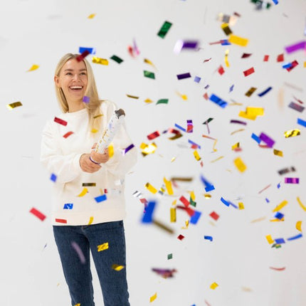 Gekleurde Confetti Kanon Folie 40cm van Riethmueller koop je bij Partywinkel