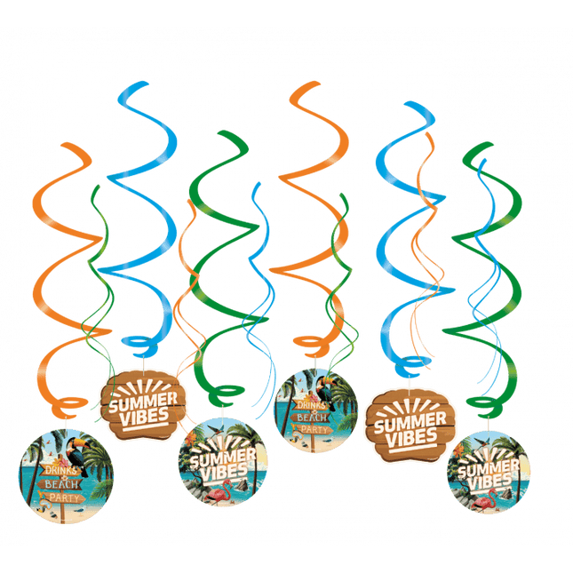 Gekleurde Hangdecoratie Summer Vibes 70cm 6st van Paper Dreams koop je bij Partywinkel