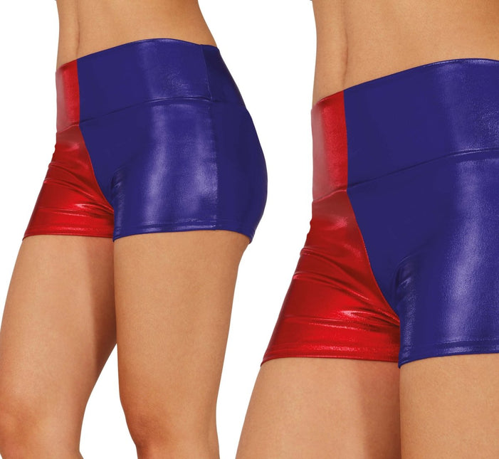 Gekleurde Korte Broek Blauw Rood Metallic van Fiestas Guirca koop je bij Partywinkel