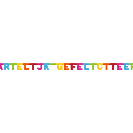 Gekleurde Letterslinger Hartelijk Gefeliciteerd 2,5m van WeFiesta koop je bij Partywinkel
