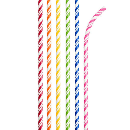 Gekleurde Rietjes Gestreept 24st van Creative Converting koop je bij Partywinkel