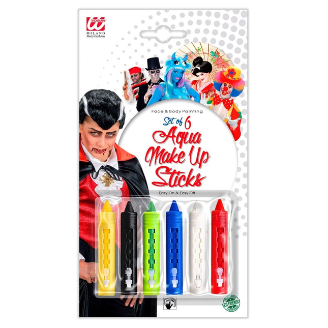 Gekleurde Schminkset Stiften 6st van Widmann koop je bij Partywinkel