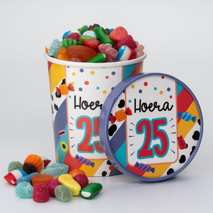 Gekleurde Snoepbakje 25 Jaar 12cm van Paper Dreams koop je bij Partywinkel