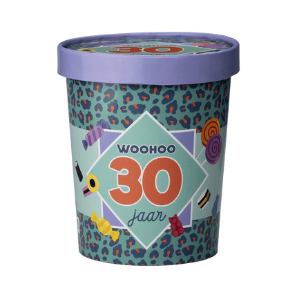 Gekleurde Snoepbakje 30 Jaar 12cm van Paper Dreams koop je bij Partywinkel