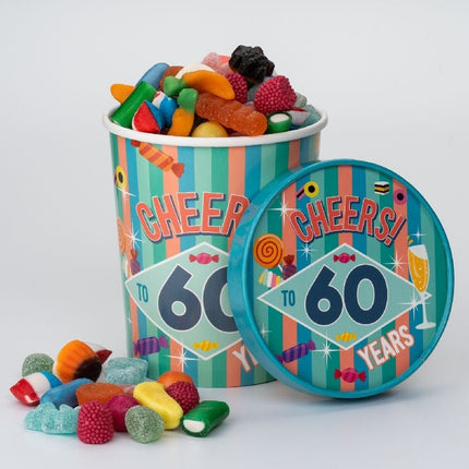 Gekleurde Snoepbakje 60 Jaar 12cm van Paper Dreams koop je bij Partywinkel