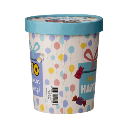Gekleurde Snoepbakje 70 Jaar 12cm van Paper Dreams koop je bij Partywinkel