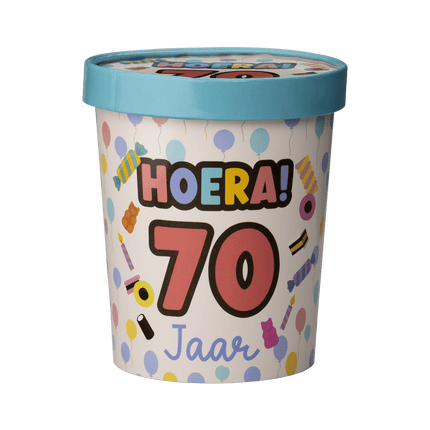 Gekleurde Snoepbakje 70 Jaar 12cm van Paper Dreams koop je bij Partywinkel