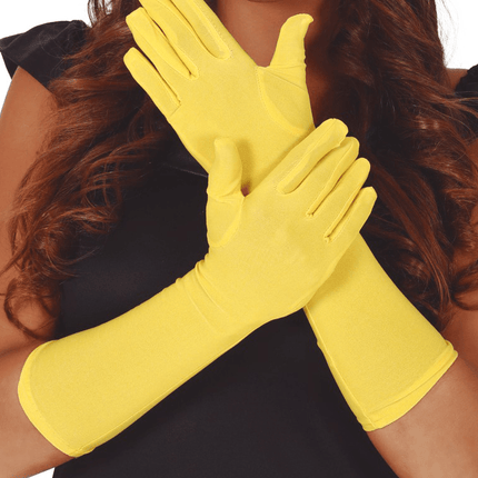 Gele Handschoenen 42cm van Fiestas Guirca koop je bij Partywinkel