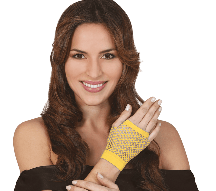 Gele Handschoenen Visnet 11cm van Fiestas Guirca koop je bij Partywinkel