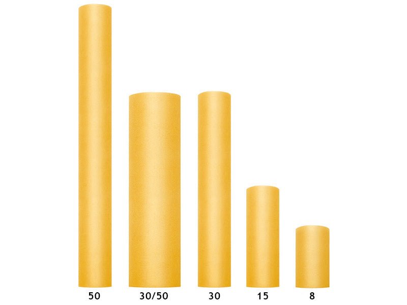 Gele Tule Rol Stijf 30cm 50m van Partydeco koop je bij Partywinkel