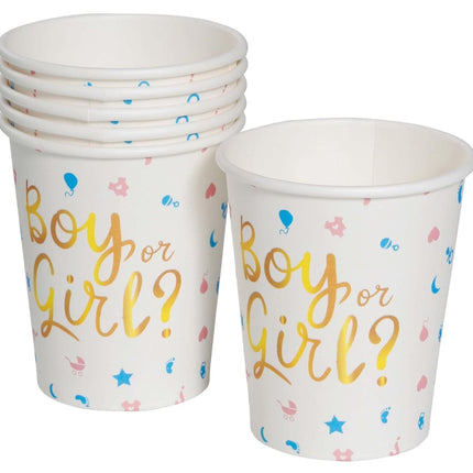 Gender Reveal Bekers 200ml 6st van Fiestas Guirca koop je bij Partywinkel