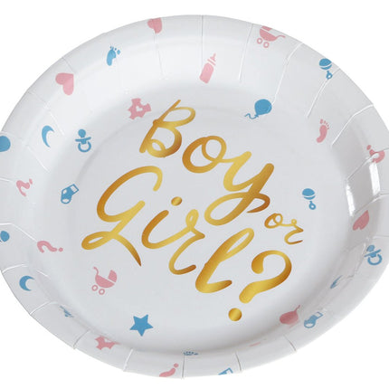 Gender Reveal Borden Boy Or Girl 23cm 6st van Fiestas Guirca koop je bij Partywinkel