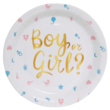 Gender Reveal Borden Boy Or Girl 23cm 6st van Fiestas Guirca koop je bij Partywinkel