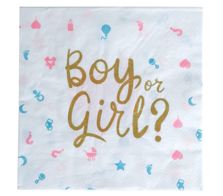 Gender Reveal Servetten 33cm 12st van Fiestas Guirca koop je bij Partywinkel