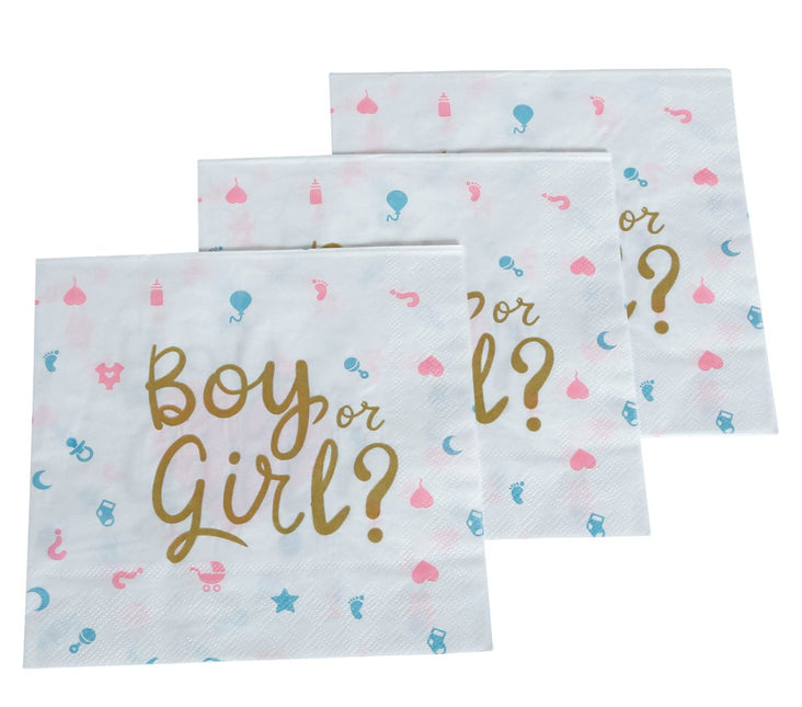 Gender Reveal Servetten 33cm 12st van Fiestas Guirca koop je bij Partywinkel