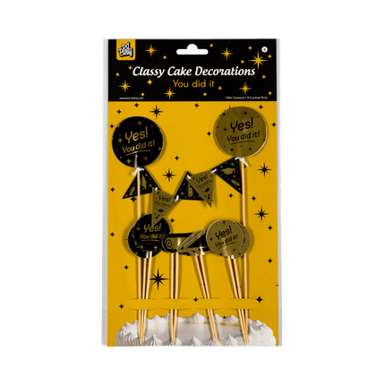 Geslaagd Taarttopper Zwart Goud 30cm van Paper Dreams koop je bij Partywinkel