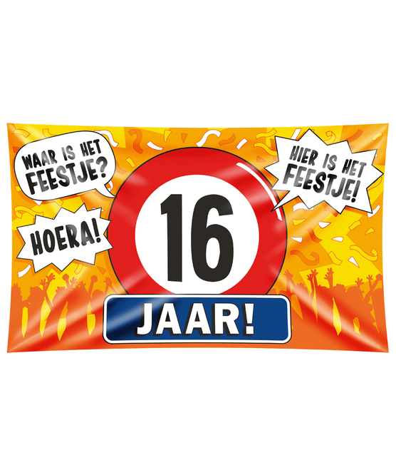 Gevelvlag 16 Jaar 1,5m van Paper Dreams koop je bij Partywinkel