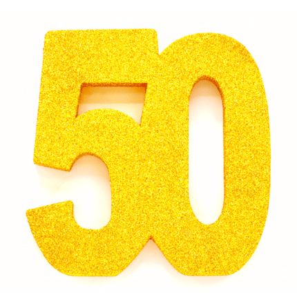 Goud Tafeldecoratie Cijfer 50 Glitter 20,5cm van WeFiesta koop je bij Partywinkel