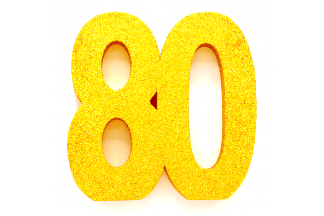 Goud Tafeldecoratie Cijfer 80 Glitter 20,5cm van WeFiesta koop je bij Partywinkel