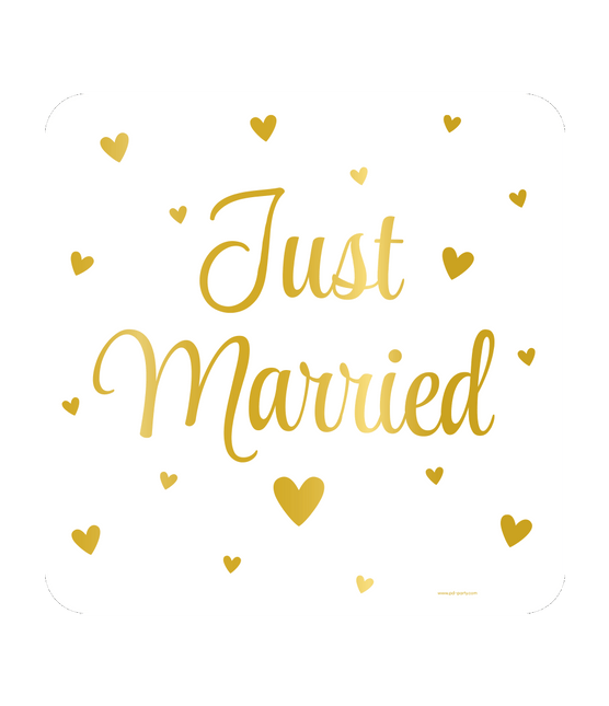 Goud Witte Deurbord Just Married 50cm van Paper Dreams koop je bij Partywinkel
