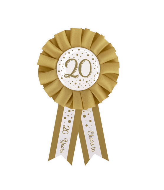 Goud Witte Rozet 20 Jaar van Paper Dreams koop je bij Partywinkel