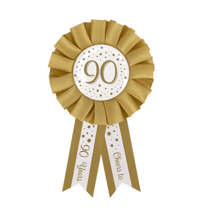 Goud Witte Rozet 90 Jaar van Paper Dreams koop je bij Partywinkel