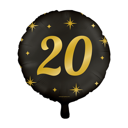 Goud Zwarte Helium Ballon 20 Jaar Leeg van Paper Dreams koop je bij Partywinkel