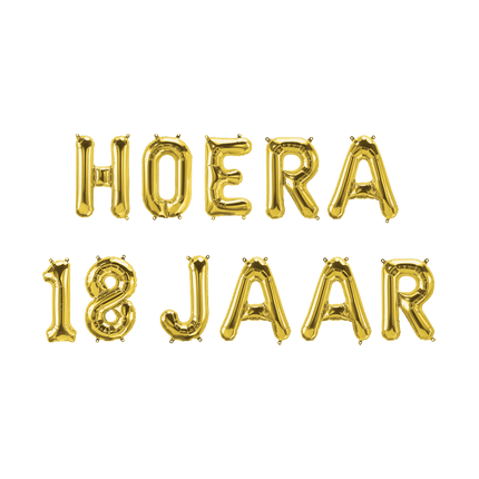 Gouden Ballonnen Set 18 Jaar Hoera 1,9m van Paper Dreams koop je bij Partywinkel
