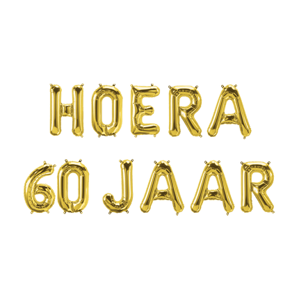 Gouden Ballonnen Set 60 Jaar Hoera 1,9m van Paper Dreams koop je bij Partywinkel