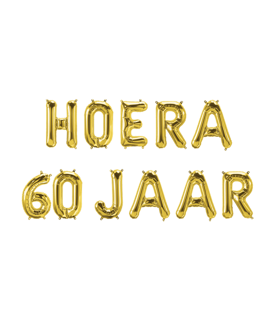 Gouden Ballonnen Set 60 Jaar Hoera 1,9m van Paper Dreams koop je bij Partywinkel