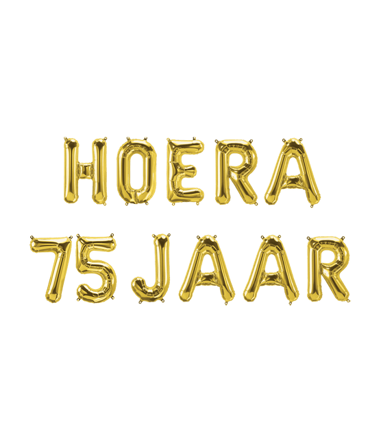 Gouden Ballonnen Set 75 Jaar Hoera 1,9m van Paper Dreams koop je bij Partywinkel