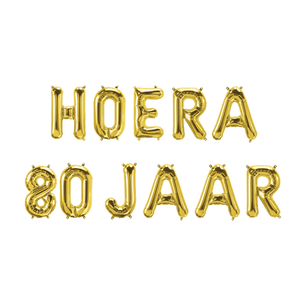 Gouden Ballonnen Set 80 Jaar Hoera 1,9m van Paper Dreams koop je bij Partywinkel