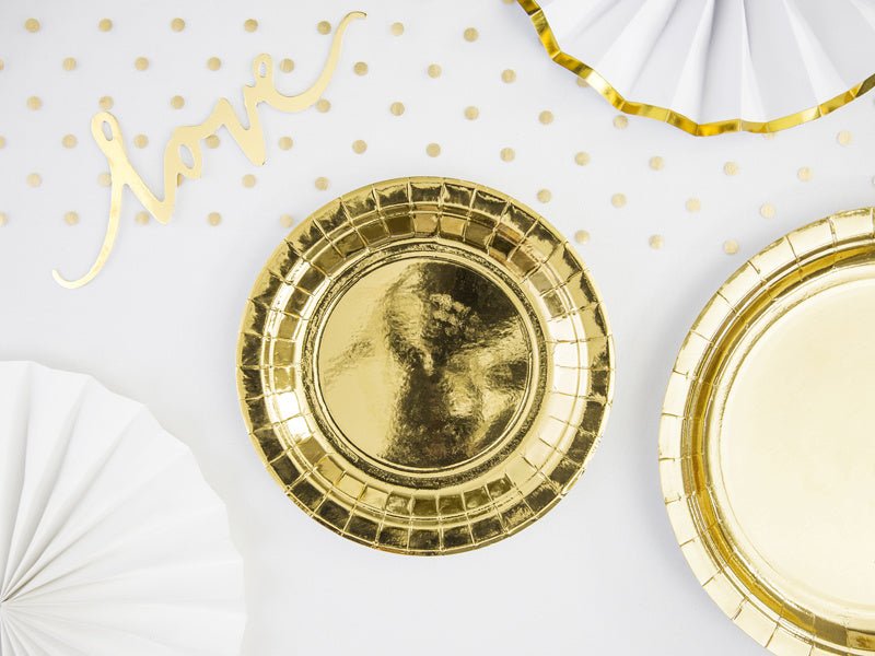 Gouden Borden 18cm 6st van Partydeco koop je bij Partywinkel