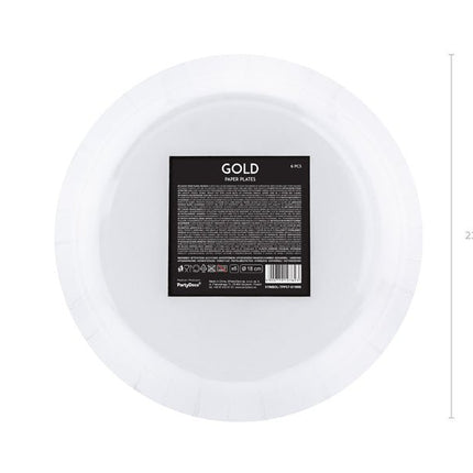 Gouden Borden Papier 23cm 6st van Partydeco koop je bij Partywinkel