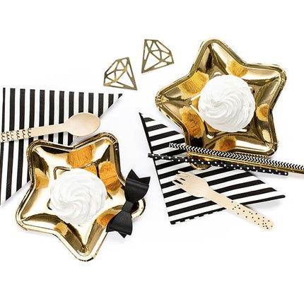 Gouden Borden Ster 18cm 6st van Partydeco koop je bij Partywinkel