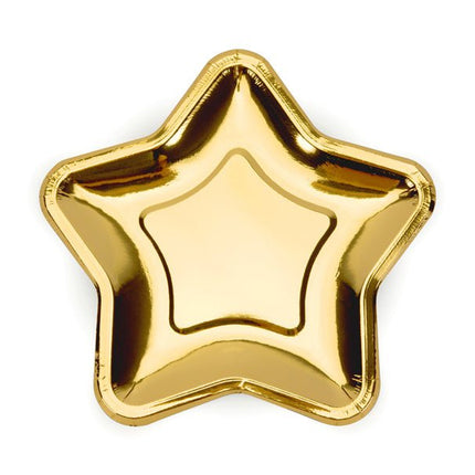 Gouden Borden Ster 18cm 6st van Partydeco koop je bij Partywinkel