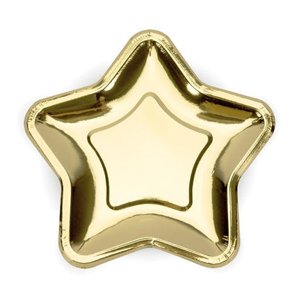 Gouden Borden Ster 23cm 6st van Partydeco koop je bij Partywinkel