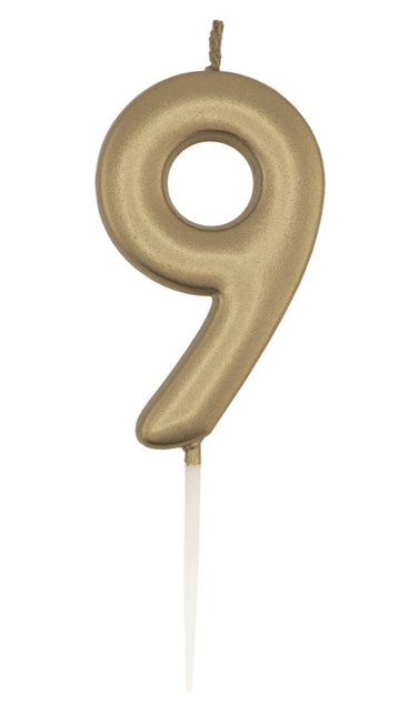 Gouden Cijferkaars 9 van Unique koop je bij Partywinkel