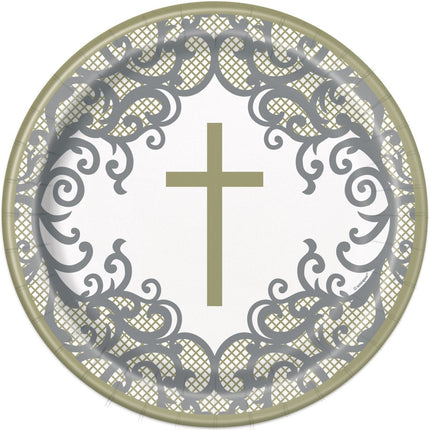 Gouden Doopfeest Borden 23cm 8st van Unique koop je bij Partywinkel