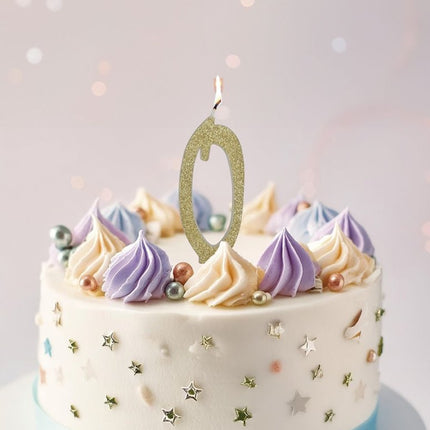 Gouden Kaars 0 Jaar Glitter 12,5cm van Fiestas Guirca koop je bij Partywinkel