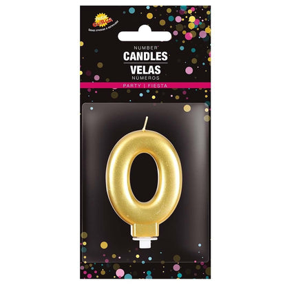 Gouden Kaars 0 Jaar Metallic 8cm van Fiestas Guirca koop je bij Partywinkel