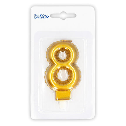 Gouden Kaars 8 Jaar 8cm van Boland koop je bij Partywinkel