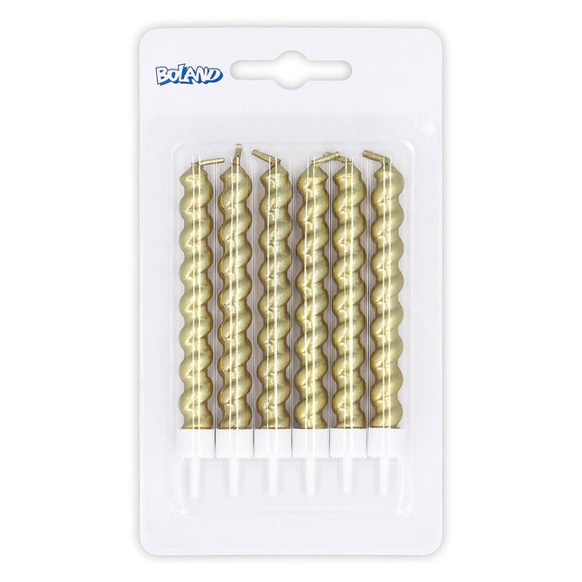 Gouden Kaarsen Op Houder 6st van Boland koop je bij Partywinkel