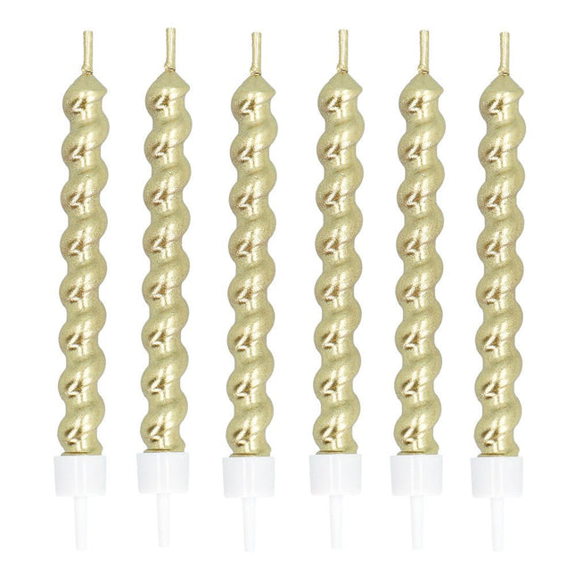 Gouden Kaarsen Op Houder 6st van Boland koop je bij Partywinkel
