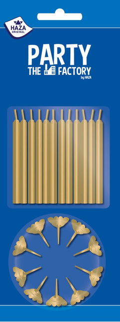 Gouden Kaarsjes Houder 6cm 12st van Haza Witbaard koop je bij Partywinkel