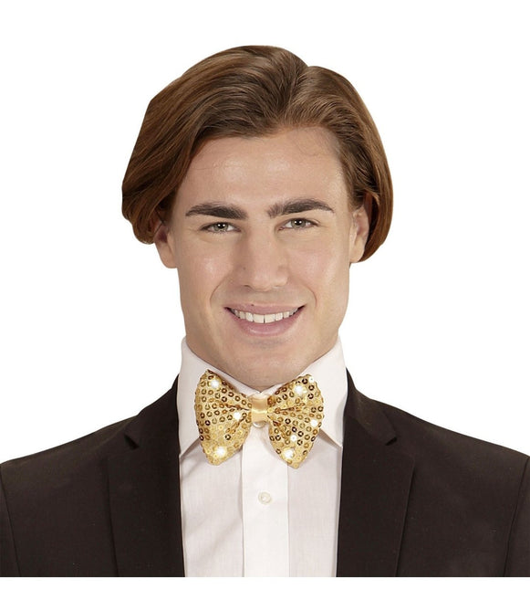 Gouden Strik Pailletten Met Licht van Widmann koop je bij Partywinkel