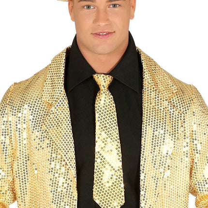 Gouden Stropdas Glitter Paillet van Fiestas Guirca koop je bij Partywinkel