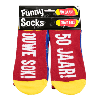Grappige Sokken 50 Jaar Vlaggetjes 1 paar van Paper Dreams koop je bij Partywinkel