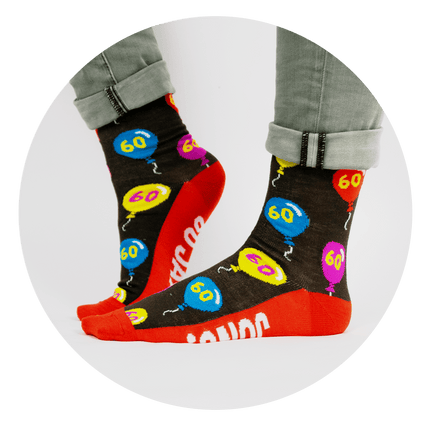Grappige Sokken 60 Jaar Ballonnen 1 paar van Paper Dreams koop je bij Partywinkel
